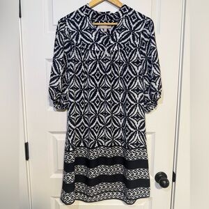 Banana Republic Blue and White Patterned Dress